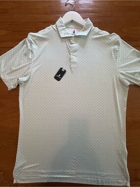johnnie-O Mint Green Micro-Pattern Polo